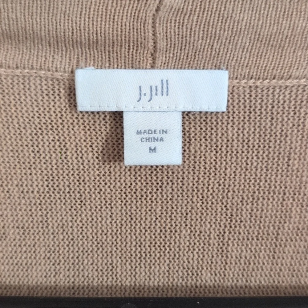 J.Jill Brown Linen Blend Open Front Cardigan Size Medium_2